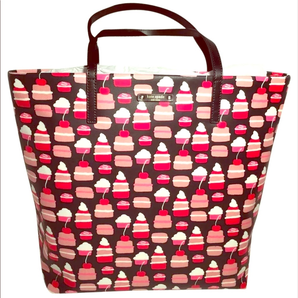 NWOT Authentic Kate Spade Bonshopper Cupcake Tote + Wallet